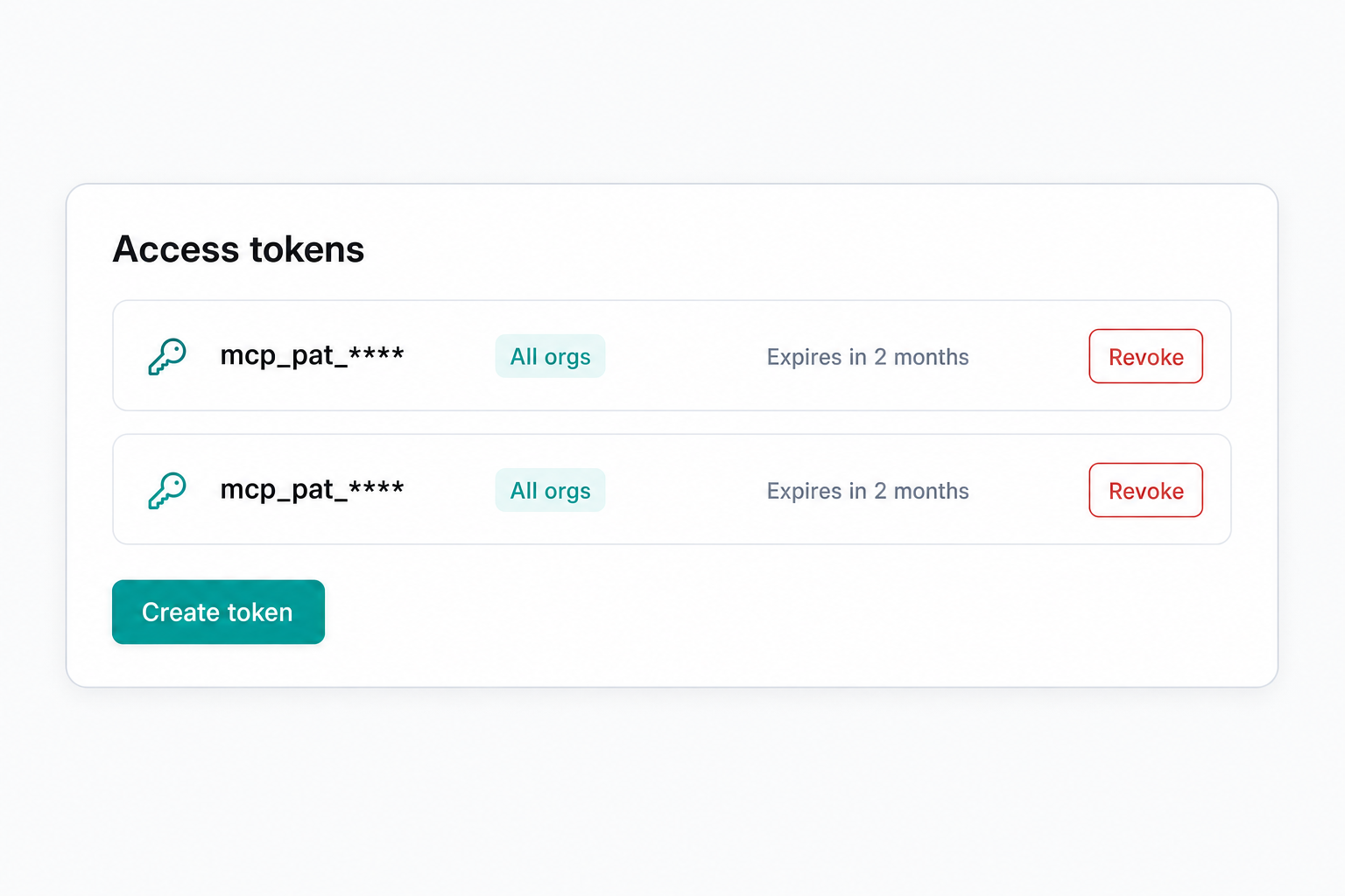 Illustration of Secure access tokens you create and revoke